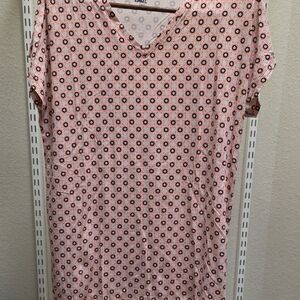 Lands' End Pink Short-Sleeve V-Neck Tunic with Circle Print